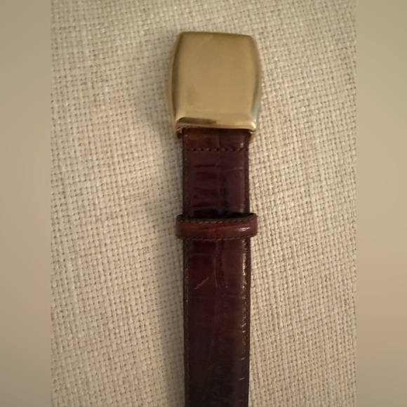Vintage Accessories - Rare Vintage Crocodile Leather Belt Brown Silver Size S Luxury Statement